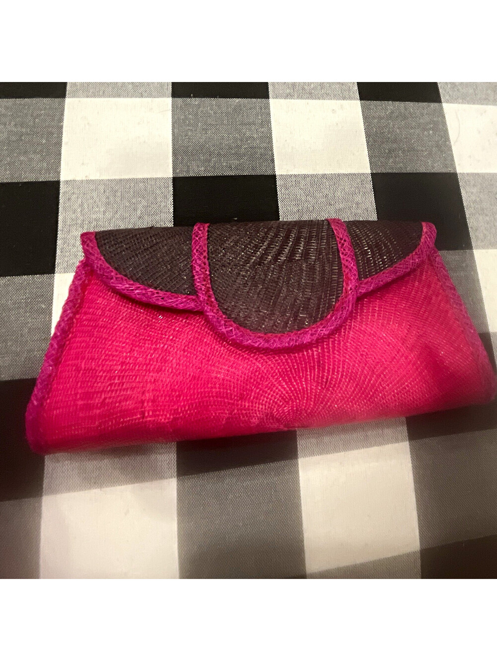 Pink & Black Snap Closure Makeup Bag Pouch - Pink Brown Makeup Bag